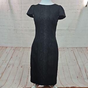 Elie Tahari Black Sheath Dress with Flutter Sleeves